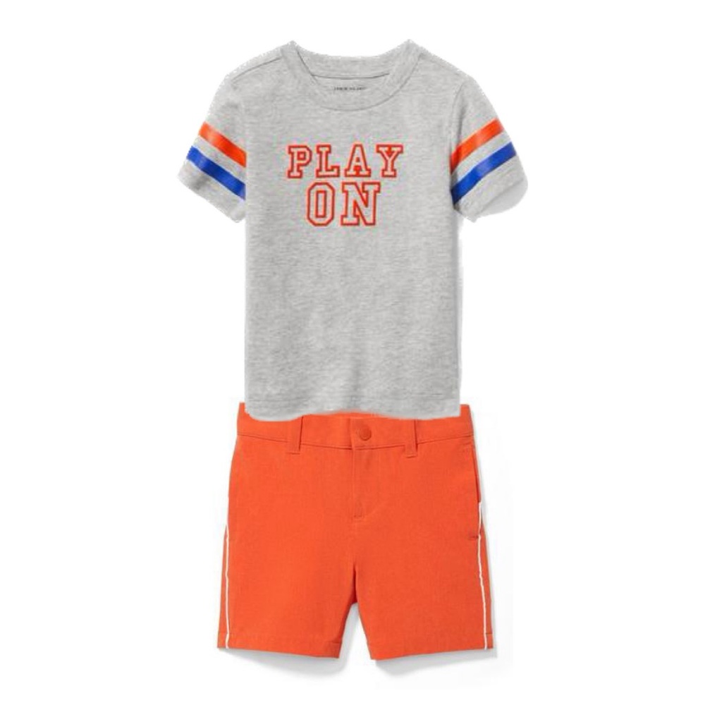Janie and Jack Orange, Grey and Blue Shorts and Shirt Set Size 4